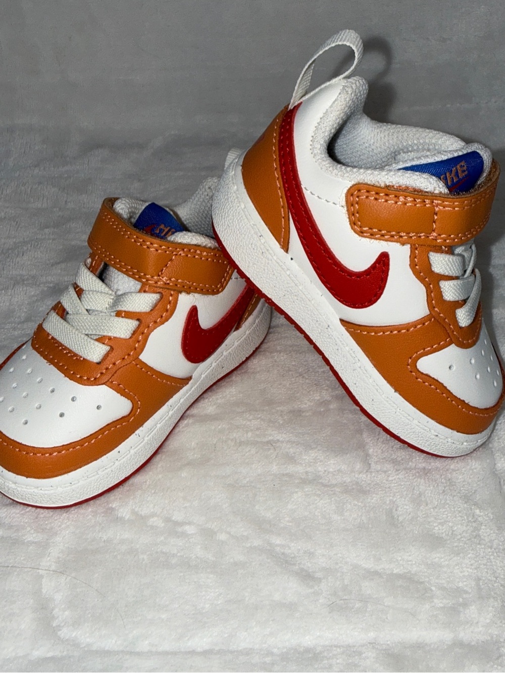 Brand New! Nike Kids Orange, White & Red Low-Top Sneaker Size 3C